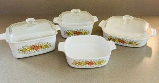 7 Pc Rare Vintage Corning Ware Spice Of Life Casserole Baking Dishes With Lids