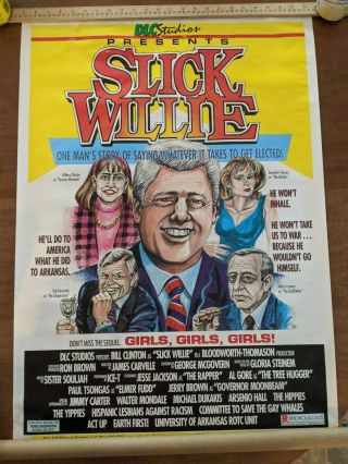 Vintage 1992 Bill Clinton As Slick Willie Rare Poster Political Cartoon