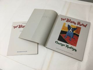 Rare 1992 Blue Dog George Rodrigue Signed Book Der Blaue Hund W/ Translation