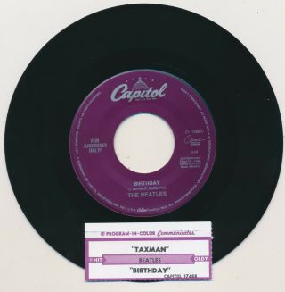 Beatles Very Rare 1993 Black Vinyl " Taxman / Birthday 