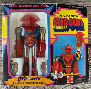 Vintage 1977 Mattel Shogun Warriors Dragun 5” Die - Cast 2106 2107 Box & Papers