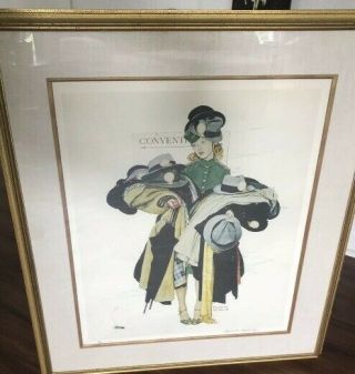 Rare Signed Artist Proof Norman Rockwell “convention” Coat Check Girl Framed
