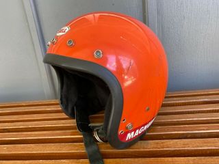 Vintage 1975 Bell Magnum Iii 3 Motorcycle Car Racing Helmet 7 3/8 Rare Orange