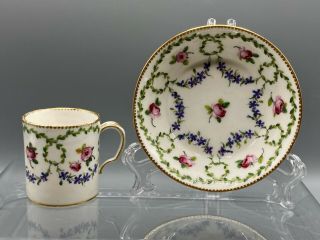 Imperial Rare Sevres 1781 Painter Michel Gabriel Commelin Cup And Saucer 18th