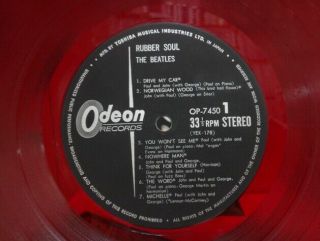THE BEATLES / RUBBER SOUL,  RARE RED WAX JAPAN ORIG.  1ST PRESS ODEON 1966 LP EX 2