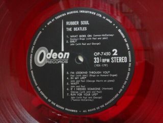 THE BEATLES / RUBBER SOUL,  RARE RED WAX JAPAN ORIG.  1ST PRESS ODEON 1966 LP EX 3