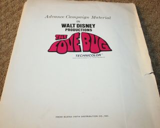 The Love Bug Rare Walt Disney Advance Campaign Mater Press Kit