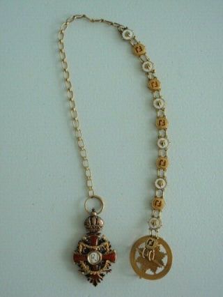 Austria Imperial Order Of Franz Joseph Miniature & Chain.  Made In Gold Rare