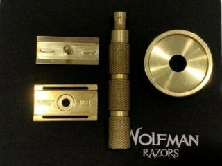 Wolfman Razors Wr1 De Safety Razor,  Closed Comb,  Straight Bar Rare.  74 Gap Brass