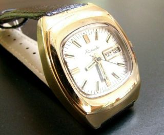 Gold Plated Big Size Raketa Vintage Watch Made In Ussr From 1960s | Rare Model