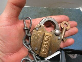 Orig Old W.  F.  Co.  Wells Fargo Express Padlock Lock.  Orig Key.  Rare Orig Seal N/r