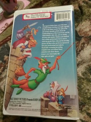 Robin Hood Walt Disney Classic VHS Black Dimond Rare 3