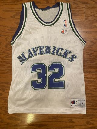 Vintage Rare Champion Jamal Mashburn Dallas Mavericks Nba Basketball Jersey Sz36