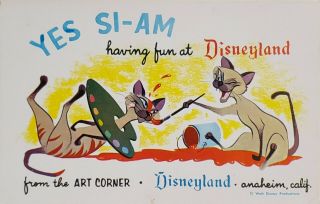 Disneyland Rare Si & Am Art Corner Vintage Post Card