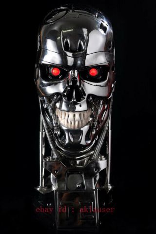 1:1 Terminator Arnold T2 T800 Endoskeleton Skull Resin Statue Bust Led