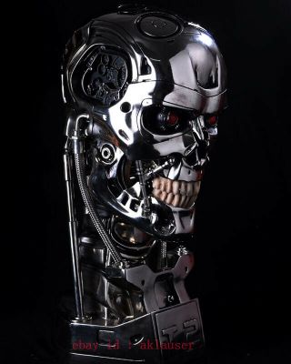 1:1 Terminator Arnold T2 T800 Endoskeleton Skull Resin Statue Bust Led 2