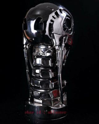 1:1 Terminator Arnold T2 T800 Endoskeleton Skull Resin Statue Bust Led 3