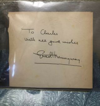 Rare And Historical Ernest Hemingway Hand Signed Note