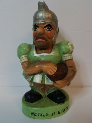 Rare Vintage 1950s Sparty Michigan State University Spartans Mascot Coin Bank.