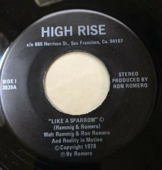 High Rise 45 rare UNKNOWN private Bay Area modern soul jazz funk 1978 hear it 2