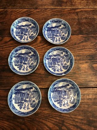 Set Of 6 Japan Blue Willow Child 