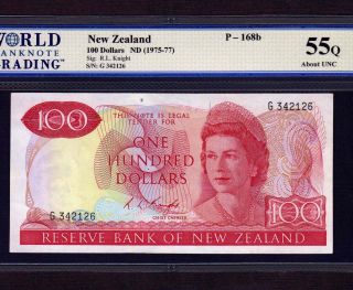Zealand 100 Dollars 1975 P - 168b Wbg Au 55q 2 Pinholes Rare