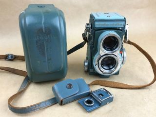 Minolta Miniflex Tlr Camera W/ Rokkor 60mm F/3.  5 & Leather Case - Rare