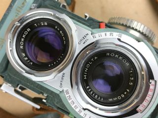 Minolta Miniflex TLR Camera w/ Rokkor 60mm f/3.  5 & Leather Case - Rare 3