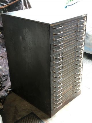 Rare Industrial Vintage Flat File Metal Cabinet Photos,  Art,  Blueprints - 17 Drawers 2