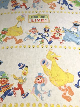 Rare Vintage Sesame Street Live Twin Size Flat Sheet Muppets Fabric Crafting