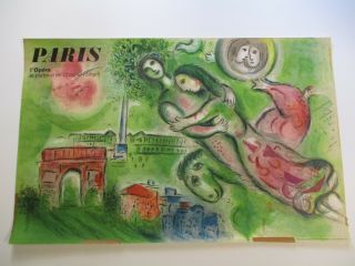 Rare Chagall Poster Opera Large 39 Inches Mourlot Paris Modernism Abstract