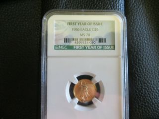 1986 Ms70 Ngc $5 American Gold Eagle First Year Of Issue - Ultra Rare