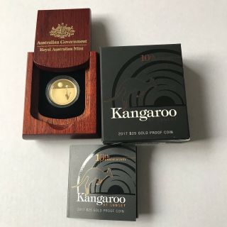 2017 $25 10th Anniversary Kangaroo At Sunset 1/5oz Gold Proof Coin Rare