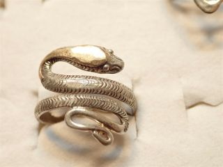 India Rare Snake Gold And Sterling Silver Old Pawn Chunky Ring