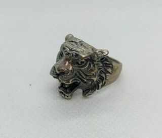 Extremely Rare Ancient Bronze Ring Viking Tiger Head Artifact Bronze Authentic