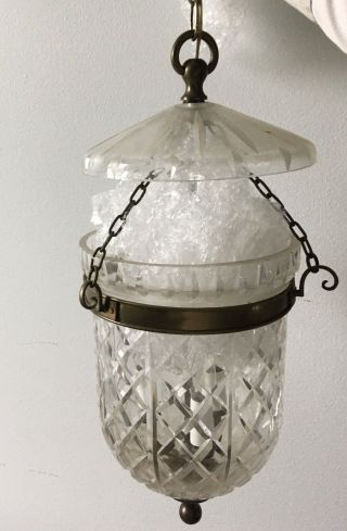 Rare Vintage Waterford Crystal Bell Jar Hanging Light Lantern Fixture Lamp 20”