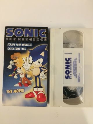 Sonic The Hedgehog The Movie Vhs Animated White Tape Rare Sonic Movie