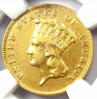 1878 Three Dollar Indian Gold Coin $3 - Certified Ngc Xf Detail (ef) - Rare Coin