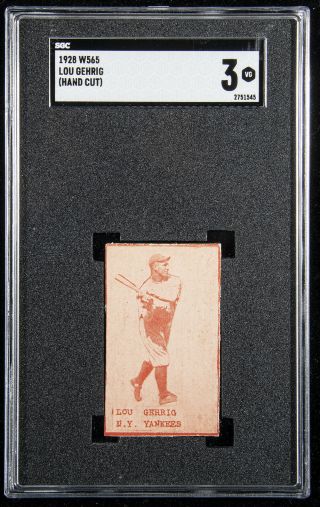 1928 W 565 Lou Gehrig Sgc 3 York Yankees Rare Baseball Strip Card