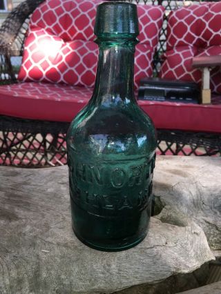 Rare Emerald Green Blob Top Bottle John Orth Ashland Pa