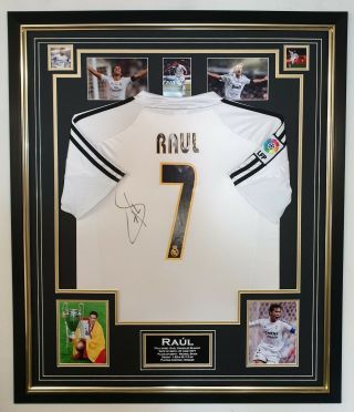Rare Raul Of Real Madrid Signed Shirt Autographed Jersey Aftal Dealer Cert