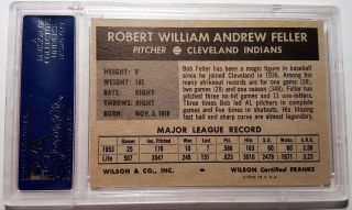 1954 Wilson Franks Bob Feller HOF PSA 6 EX - MT,  Cleveland Indians,  Rare,  SMR $900 2