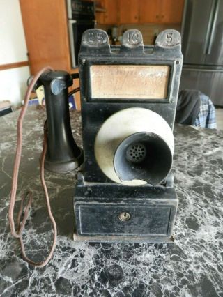 1912 Gray Model 23 Pay Station Cast Iron Phone Vintage Pay Phone Rare