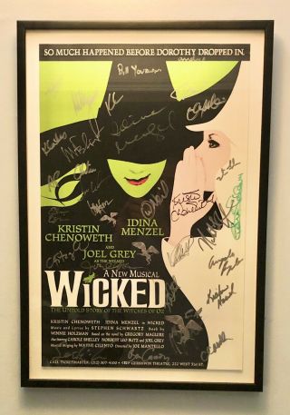 Rare Wicked “original Broadway Cast” Signed Windowcard / Poster,  Show Program