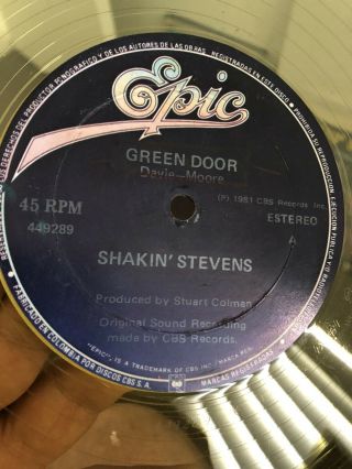 Shakin’ Stevens - MEGA RARE Green Door 12” Maxi - Translucent Yellow - Columbia 3