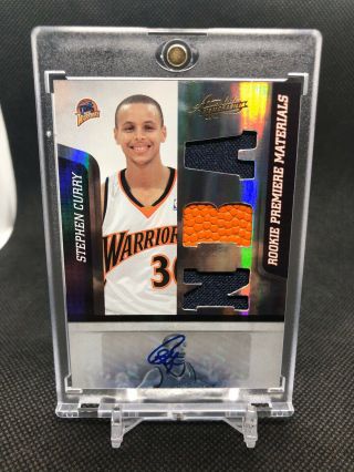 2009 - 10 Stephen Curry Absolute Auto Nba Jersey Logo Ball Patch Rc /499 Rare