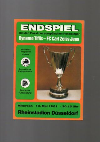 Rare 1981 Ecwc Dynamo Tiflis V Carl Zeiss Jena