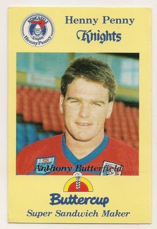 Henny Penny Buttercup Newcastle Knights Card Tony Butterfield Issued 1989 Rare