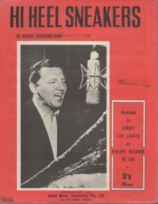 Jerry Lee Lewis Rare 1964 Aust Only Oop Sheet Music " Hi Heel Sneakers "