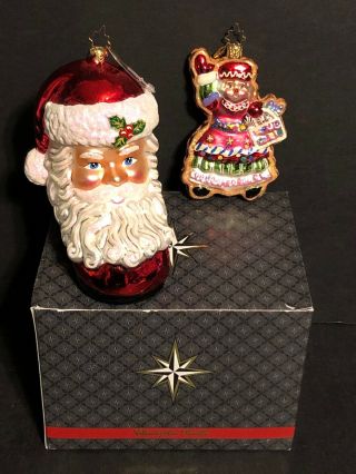 Rare Christopher Radko Santa In A Shoe And Mrs Claus Ornament